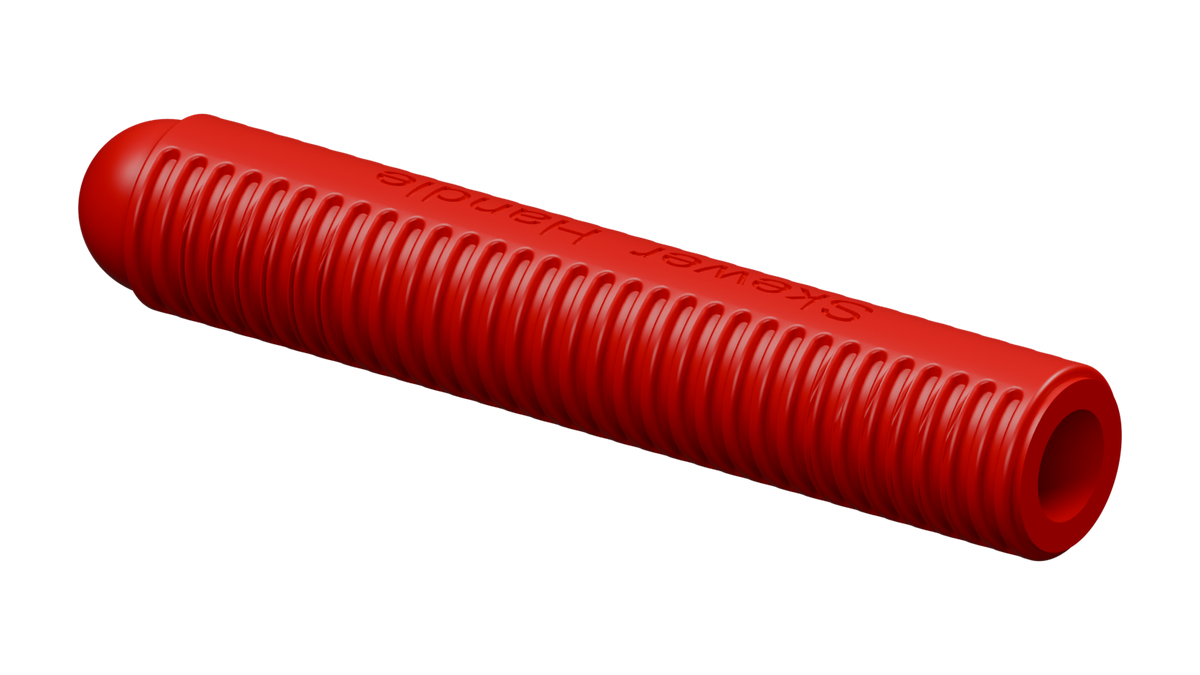 Original red silicone skewer grip with round 10.75 mm opening, direct CAD render
